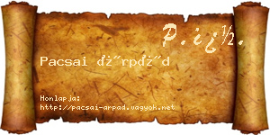 Pacsai Árpád névjegykártya